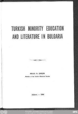 Turkish minority education and literature in Bulgaria