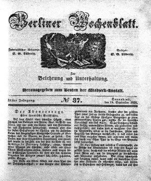 No. 37, Sonnabend, den 14. September 1839.