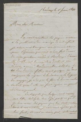 Brief an Alexander Mendelssohn : 01.02.1850