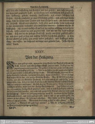 XXXV. Von der Heiligung