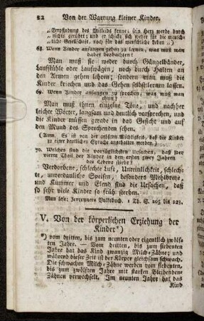 V. Von der körperlichen Erziehung der Kinder.