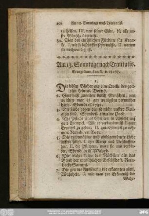 Am 13. Sonntage nach Trinitatis. Evangelium, Luc. X, v. 23 - 37.
