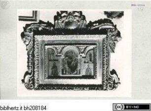 Thronende Madonna mit dem Christuskind, Verkündigung, Johannes der Täufer und Petrus