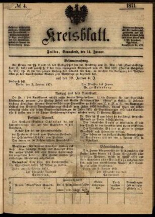Ausgabe vom Samstag, den 14. Januar 1871.