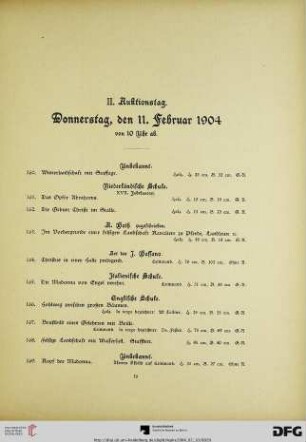 II. Auktionstag. Donnerstag, den 11. Februar 1904, von 10 Uhr ab (Nr. 160-331)