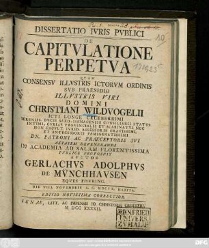 Dissertatio Ivris Pvblici De Capitvlatione Perpetva