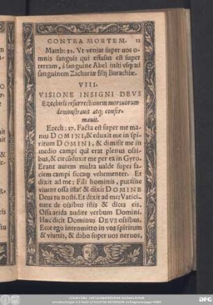 VIII. Visione Insigni Deus Ezechieli resurrectionem mortuorum demonstravit atq[ue] confirmavit.