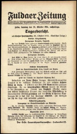 Ausgabe vom Samstag, den 28. Oktober 1916.