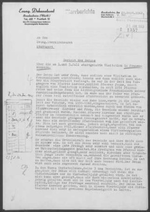 Frauenzimmern: Visitationsbericht mit Pfarrbericht 1962