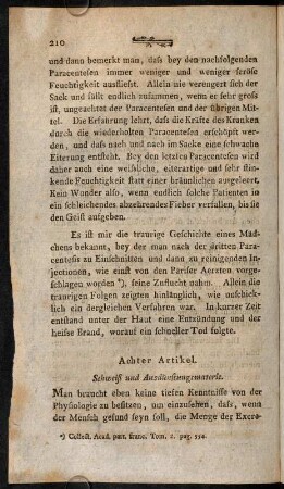 210-221, Achter Artikel. Schweiß und Ausdünstungsmaterial.