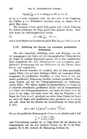 § 235. Abbildung der Curven von constanter geodätischer Krümmung.