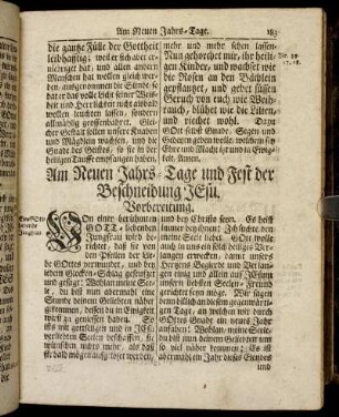 An Neuen Jahrs-Tage und Fest der Beschneidung JEsu [-] Am IV. Sonntage nach dem Fest der Weisen