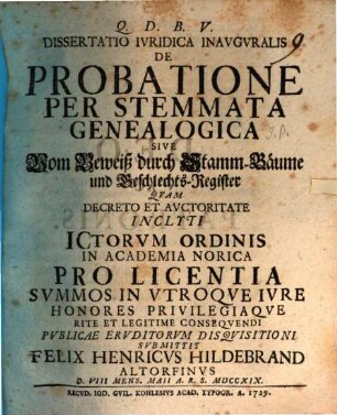 De probatione per stemmata genealogica