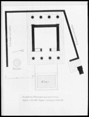Grundriß des Niketempels und seiner Terrasse auf der Akropolis von Athen
