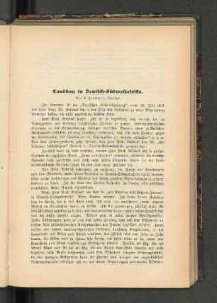 Landbau in Deutsch-Südwestafrika.
