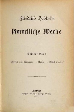 Friedrich Hebbel's sämmtliche Werke, 3. Herodes und Mariamne