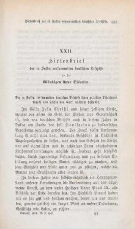 353-362 Hirtenbrief der in Fulda versammelten deutschen Bischöfe an die Gläubigen ihrer Diöcesen