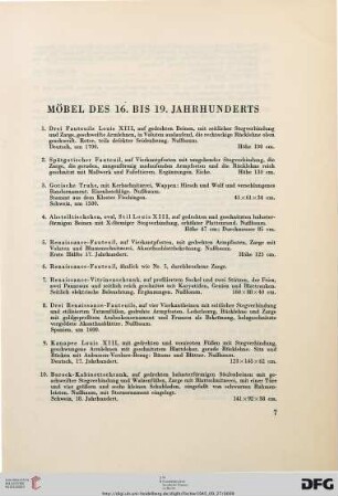 Möbel des 16. bis 19. Jahrhunderts (Nr. 1-175)