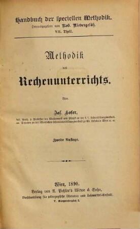 Methodik des Rechenunterrichts