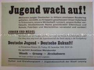 Maueranschlag mit Ankündigung einer Jugend-Veranstaltung in Leipzig