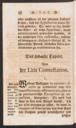 Das siebende Capitel. Von der Litis Contestation.