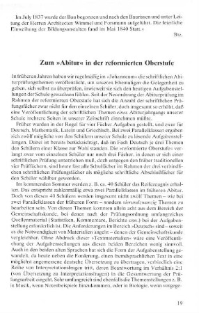 Zum "Abitur" in der reformierten Oberstufe