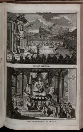 Planche XXVIII. : No 1. Idole Xekia ; No 2. Autre representation de Xekia