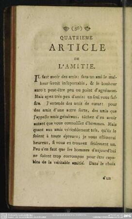 Quatrieme Article De L' Amitie
