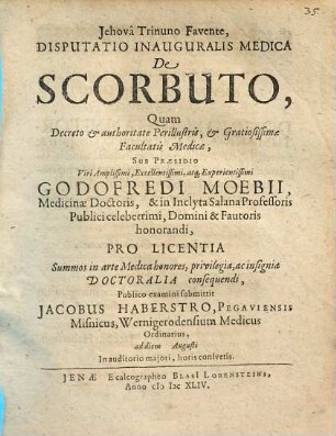 Disputatio Inauguralis Medica De Scorbuto