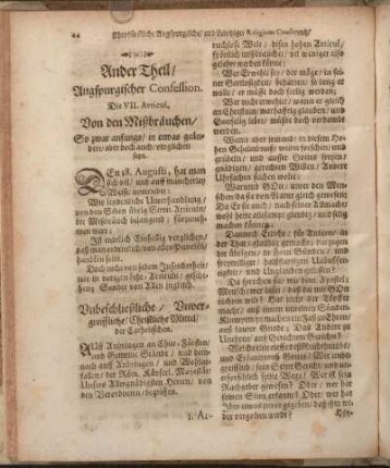 Ander Theil/ Augspurgischer Confession.