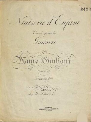 Niaiserie d'enfant : varié pour la guitarre ; oeuvre 41