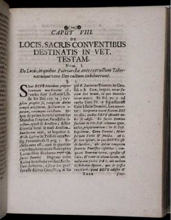 Caput VIII. [vielm.: VII.] De Locis, Sacris Conventibus Destinatis In Vet. Testam.