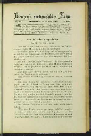Zum Solarisationsproblem