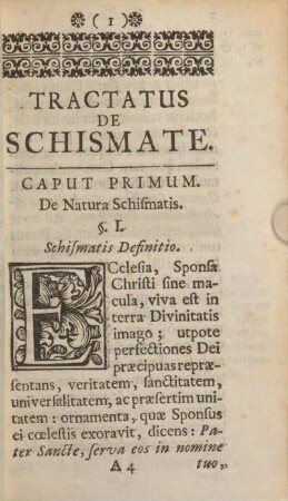Caput primum. De natura schismatis.
