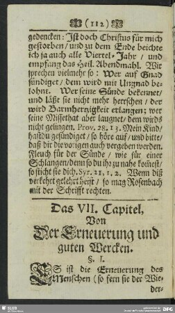 Das VII. Capitel. Von Der Erneuerung und guten Wercken
