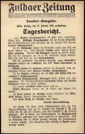 Ausgabe vom Freitag, den 19. Februar 1915.