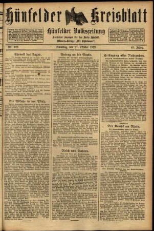 Ausgabe vom Samstag, den 27. Oktober 1923.