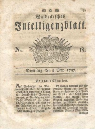 No. 18, Dienstag, den 2. May 1797