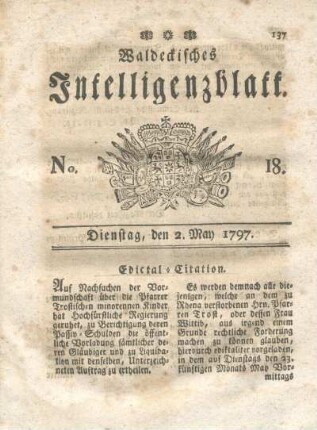 No. 18, Dienstag, den 2. May 1797
