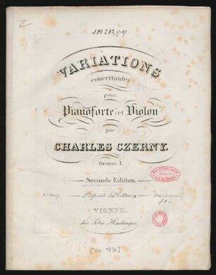 Variations concertantes pour Pianoforte et Violon : Oeuvre 1.