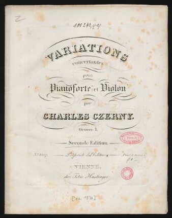 Variations concertantes pour Pianoforte et Violon : Oeuvre 1.