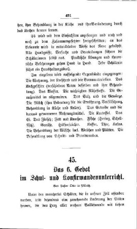 Das 6. Gebot im Schul- und Konfirmandenunterricht