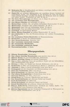 Silbergegenstände (Nr. 435-474)