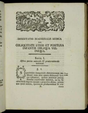 Sect. I. Sistens partus naturalis & praeternaturalis notionem.