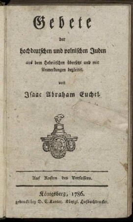 Gebete der hochdeutschen und polnischen Juden
