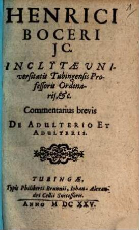 Commentarius brevis de adulterio et adulteris