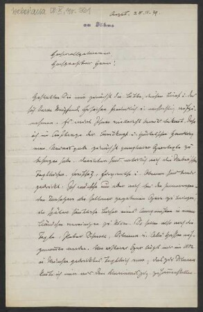 Brief an Friedrich Wilhelm Jähns : 28.04.1879
