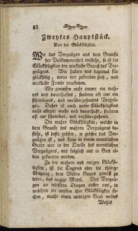 Zweytes Hauptstück. Von der Glückseligkeit.