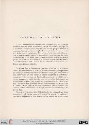 L'appartement au XVIIIe Siècle