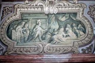 Illusionistische Architektur mit fingierten Reliefs: Allegorien der Künste und Wisenschaften und römische Kaiserporträts